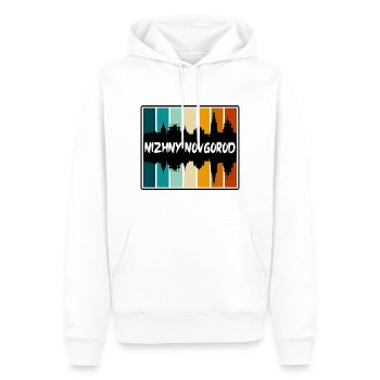 Nijni Novgorod Russie Skyline Silhouette Voyage S - Sweat à capuche Premium bio Homme - blanc - Devant - Nico (187cm)