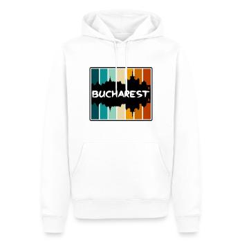 Bucharest Romania Skyline Silhouette Travel Souven - Men’s Premium Organic Hoodie - white - Front - Nico (187cm)