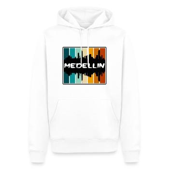 Medellin Colombie Skyline Silhouette Voyage Souven - Sweat à capuche Premium bio Homme - blanc - Devant - Nico (187cm)