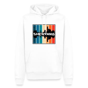 Shenyang Chine Skyline Silhouette Voyage Souvenir - Sweat à capuche Premium bio Homme - blanc - Devant - Nico (187cm)