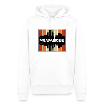 Milwaukee Wisconsin États-Unis Skyline Silhouette Voyage - Sweat à capuche Premium bio Homme - blanc - Devant - Nico (187cm)