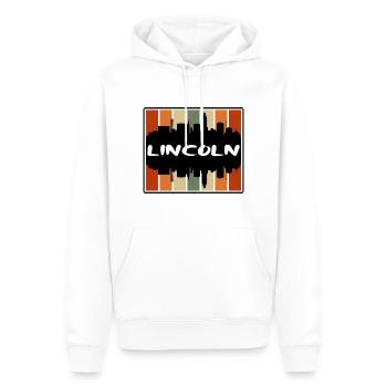 Lincoln Nebraska États-Unis Skyline Silhouette Voyage Sou - Sweat à capuche Premium bio Homme - blanc - Devant - Nico (187cm)