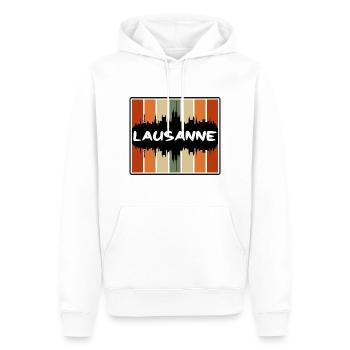 Lausanne Suisse Skyline Silhouette Travel Sou - Sweat à capuche Premium bio Homme - blanc - Devant - Nico (187cm)