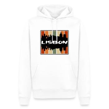 Lisbonne Portugal Skyline Silhouette Voyage Souvenir - Sweat à capuche Premium bio Homme - blanc - Devant - Nico (187cm)