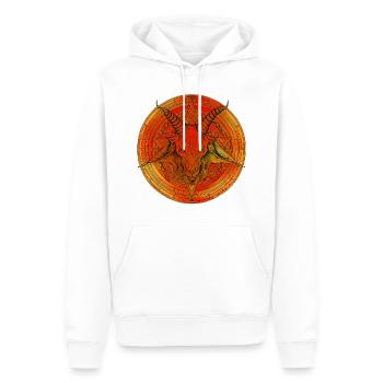 Pentagramme surmonté d'une tête de baphomet - Sweat à capuche Premium bio Homme - blanc - Devant - Nico (187cm)