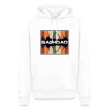 Baghdad Iraq Skyline Silhouette Travel Souvenir - Men’s Premium Organic Hoodie - white - Front - Nico (187cm)