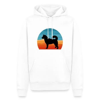 Ostsibirische Laika Hund Silhouette Retro Sonnenuntergang - Männer Premium Bio Hoodie - Weiß - Vorne - Nico (187cm)