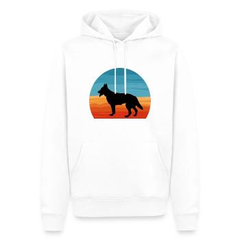 Berger Blanc Suisse Dog Silhouette Retro Sunset - Sweat à capuche Premium bio Homme - blanc - Devant - Nico (187cm)