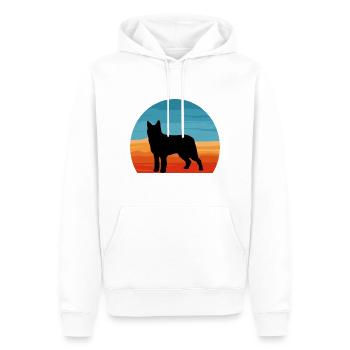 Bouvier Des Ardennes Hund Silhouette Retro Sonnenuntergang - Männer Premium Bio Hoodie - Weiß - Vorne - Nico (187cm)