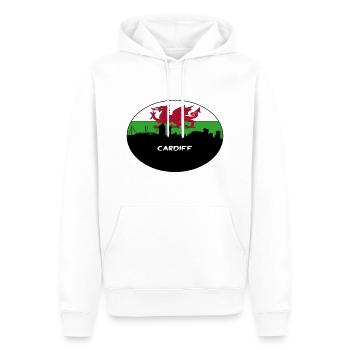 Cardiff Wales Flag Skyline Souvenir de voyage - Sweat à capuche Premium bio Homme - blanc - Devant - Nico (187cm)