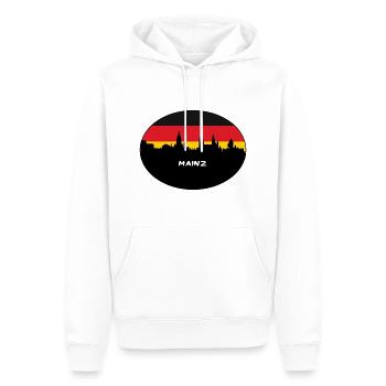 Mayence Allemagne Flag Skyline Silhouette Voyage - Sweat à capuche Premium bio Homme - blanc - Devant - Nico (187cm)