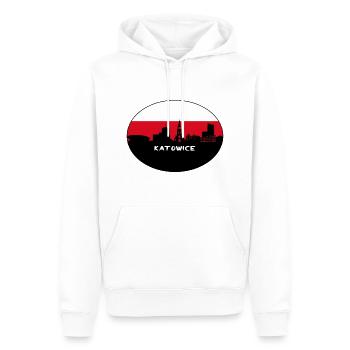 Katowice Pologne Flag Skyline Silhouette Voyage - Sweat à capuche Premium bio Homme - blanc - Devant - Nico (187cm)