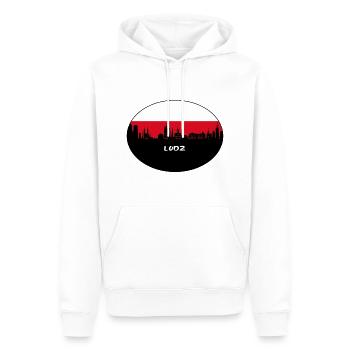 Lodz Pologne Flag Skyline Silhouette Voyage - Sweat à capuche Premium bio Homme - blanc - Devant - Nico (187cm)