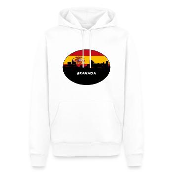 Grenade Espagne Drapeau Skyline Voyage Silhouette - Sweat à capuche Premium bio Homme - blanc - Devant - Nico (187cm)