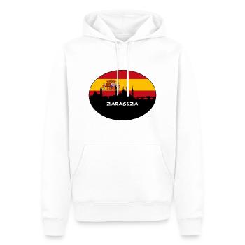 Saragosse Espagne Drapeau Skyline Silhouette Travel - Sweat à capuche Premium bio Homme - blanc - Devant - Nico (187cm)
