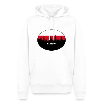 Lublin Pologne Flag Skyline Silhouette Voyage - Sweat à capuche Premium bio Homme - blanc - Devant - Nico (187cm)