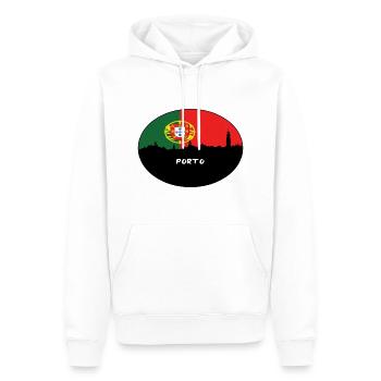 Porto Portugal Drapeau Skyline Voyage Silhouette - Sweat à capuche Premium bio Homme - blanc - Devant - Nico (187cm)