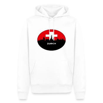 Zurich Suisse Drapeau Skyline Silhouette Travel - Sweat à capuche Premium bio Homme - blanc - Devant - Nico (187cm)