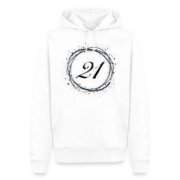 21 - Männer Premium Bio Hoodie - Weiß - Vorne - Nico (187cm)