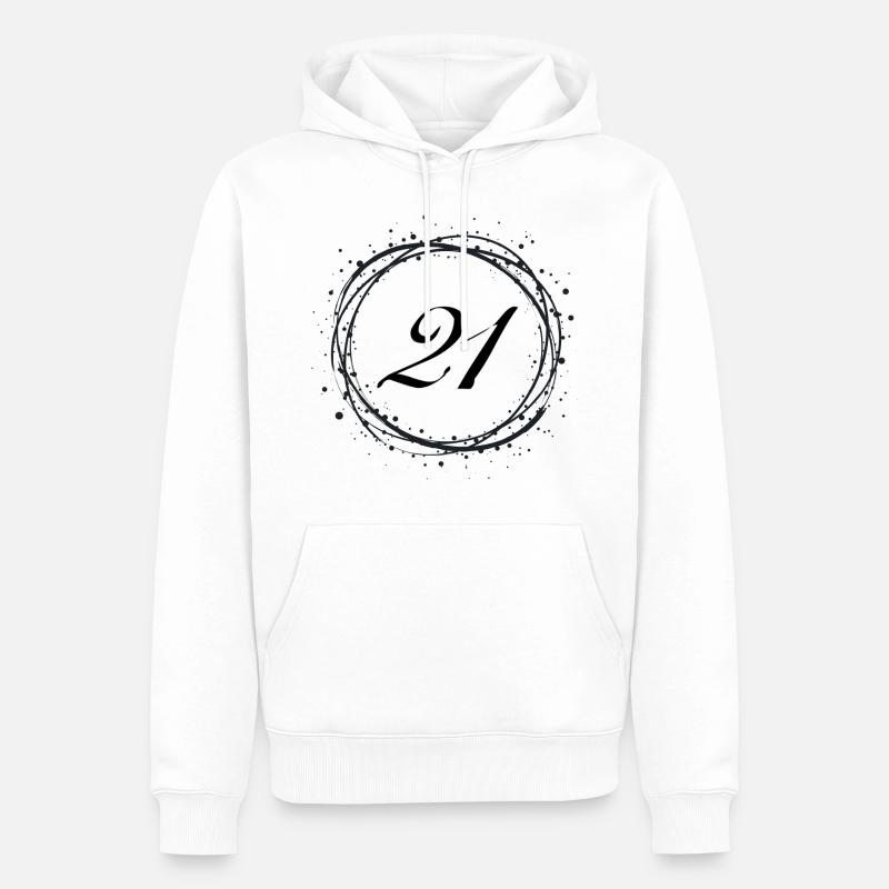 21 - Sweat à capuche Premium bio Homme - blanc