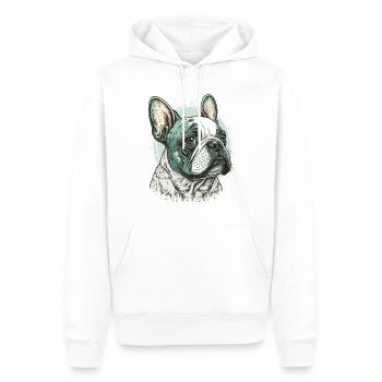 Bouledogue français - Sweat à capuche Premium bio Homme - blanc - Devant - Nico (187cm)