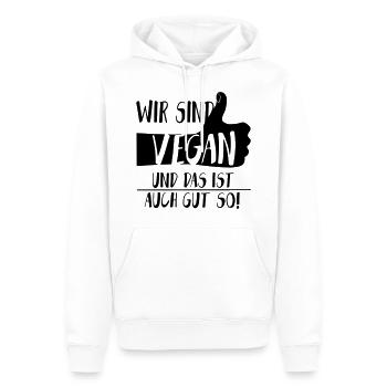 Vegan Gut so Daumen hoch SabineVegan HerzAufShirt - Männer Premium Bio Hoodie - Weiß - Vorne - Nico (187cm)
