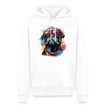 Mops Hund mit Sonnenbrille - Männer Premium Bio Hoodie - Weiß - Vorne - Nico (187cm)