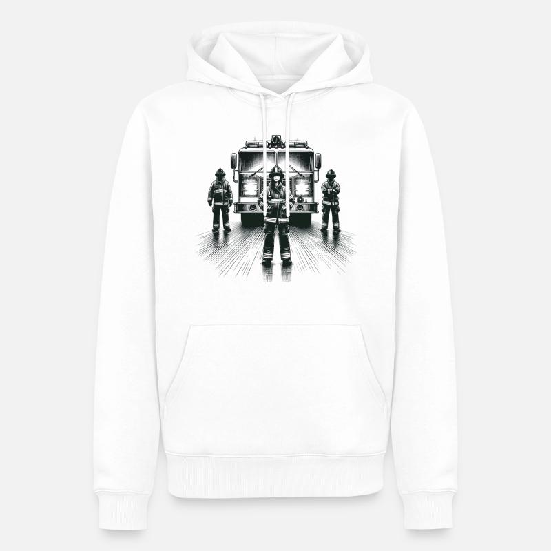 Cadeau graphique pompier - Sweat à capuche Premium bio Homme - blanc