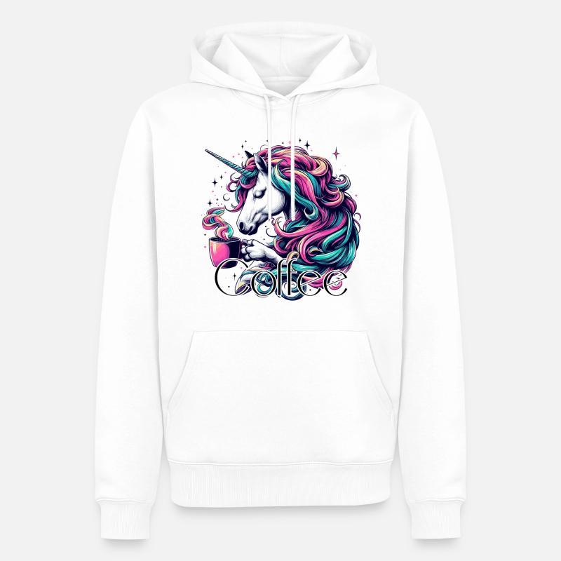 Einhorn Kaffee Geschenk - Männer Premium Bio Hoodie - Weiß
