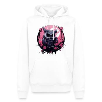 Hibou et roses - Sweat à capuche Premium bio Homme - blanc - Devant - Nico (187cm)