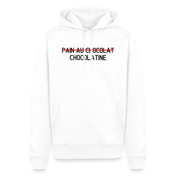 t-shirt chocolatine pain au chocolat chocolatine - Sweat à capuche Premium bio Homme - blanc - Devant - Nico (187cm)