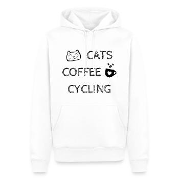 Katzen. Kaffee. Radfahren. - Männer Premium Bio Hoodie - Weiß - Vorne - Nico (187cm)