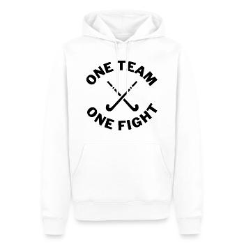 Hockey : Une équipe. Un combat. - Sweat à capuche Premium bio Homme - blanc - Devant - Nico (187cm)