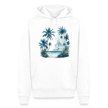 Aquarellmalerei eines Strandes mit Palmen - Männer Premium Bio Hoodie - Weiß - Vorne - Nico (187cm)