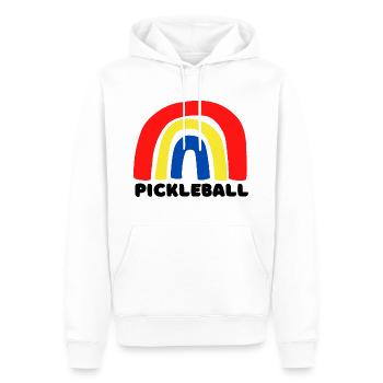 Pickleball Regenbogen - Männer Premium Bio Hoodie - Weiß - Vorne - Nico (187cm)