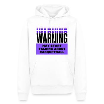 Warnung: Kann anfangen, über Raquetball zu sprechen. - Männer Premium Bio Hoodie - Weiß - Vorne - Nico (187cm)