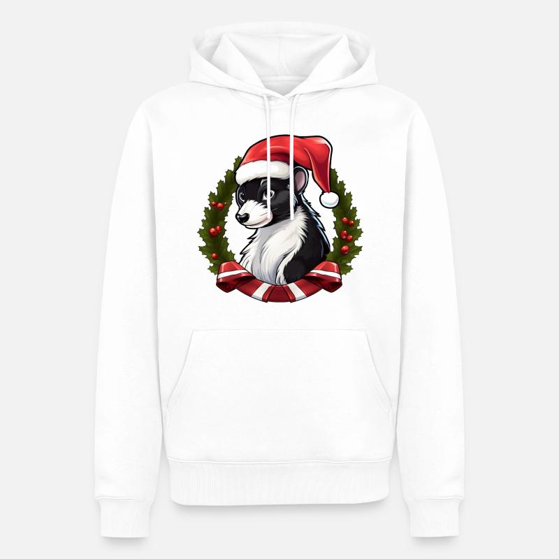 Skunk Noël - Sweat à capuche Premium bio Homme - blanc