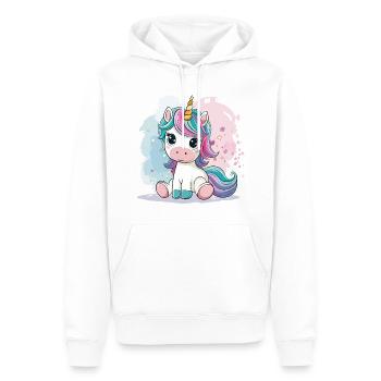 Einhorn Süß Niedlich Baby Kinder Einhörner Cartoon - Männer Premium Bio Hoodie - Weiß - Vorne - Nico (187cm)
