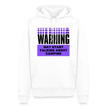 Warnung: Kann anfangen, über Camping zu sprechen - Männer Premium Bio Hoodie - Weiß - Vorne - Nico (187cm)
