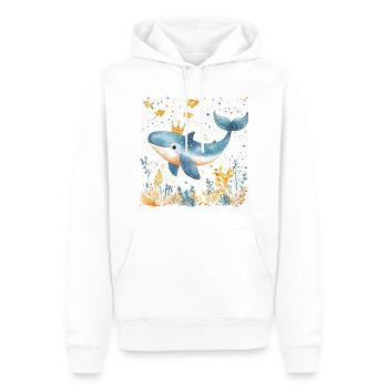 baleine mignon mignon bébé enfants animal baleine bleue aquarelle - Sweat à capuche Premium bio Homme - blanc - Devant - Nico (187cm)
