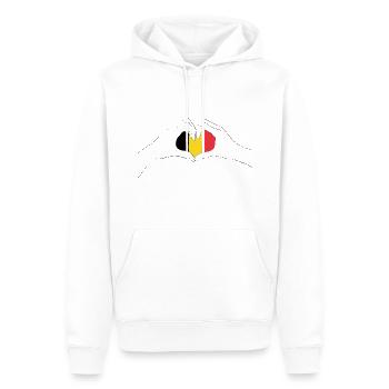 Drapeau du cœur de la Belgique - Sweat à capuche Premium bio Homme - blanc - Devant - Nico (187cm)