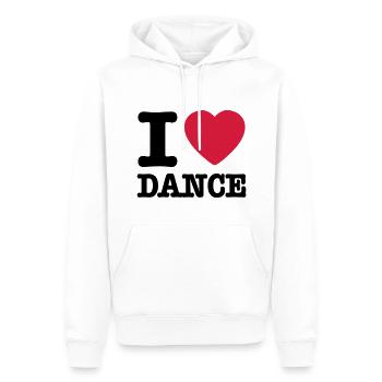 I love dance / I heart dance - Sweat à capuche Premium bio Homme - blanc - Devant - Nico (187cm)