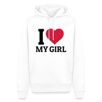 I love my Girl - Männer Premium Bio Hoodie - Weiß - Vorne - Nico (187cm)
