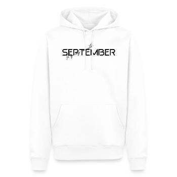 Septembre - C’est mon month - Sweat à capuche Premium bio Homme - blanc - Devant - Nico (187cm)