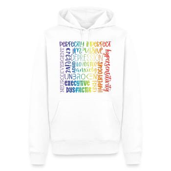 Neurodivergent - Sweat à capuche Premium bio Homme - blanc - Devant - Nico (187cm)