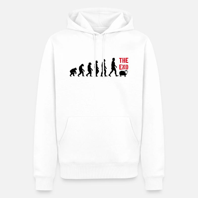 EVOLUTION MENSCH LUSTIG WITZIG DARWIN - Männer Premium Bio Hoodie - Weiß