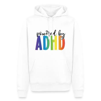 PoweredByADHS - Männer Premium Bio Hoodie - Weiß - Vorne - Nico (187cm)