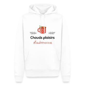 Chauds plaisirs d'automne ! | Cadeau - Sweat à capuche Premium bio Homme - blanc - Devant - Nico (187cm)