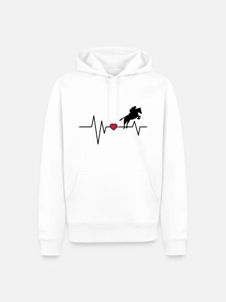 Herzschlag Springreiter - Männer Premium Bio Hoodie - Weiß