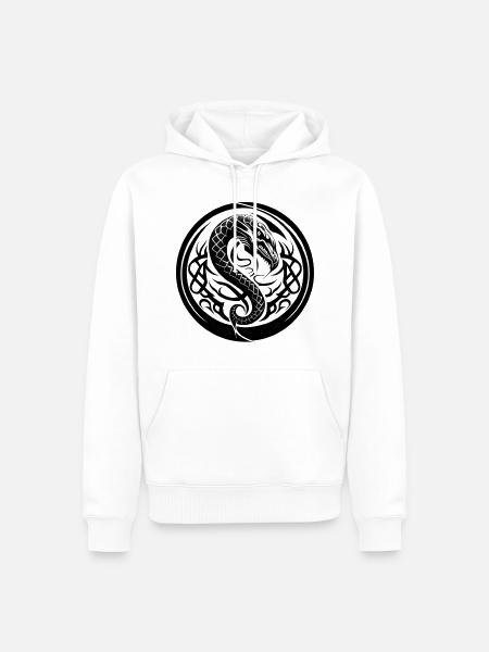Aggressive Cobra in a Circle - Männer Premium Bio Hoodie - Weiß